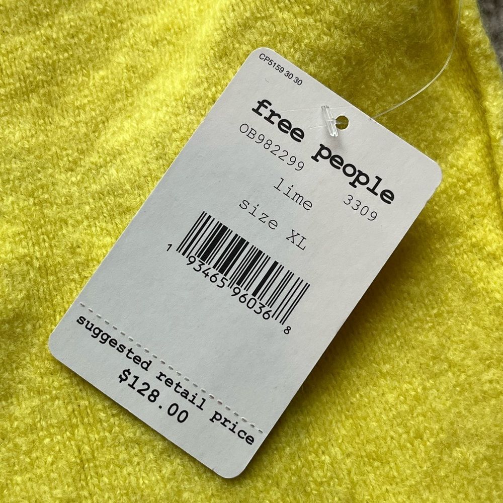 Free People Afterglow Mock Neck Lime Wool Blend Oversized XL Boho OB982299 Lime - Picture 6 of 9